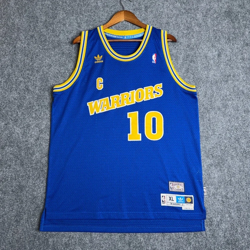 Vintage Adidas Hardwood Classics Warriors Jersey Mens XL Blue Tim Hardaway 10+2